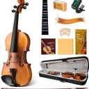 CAHAYA Solid Wood Violin Kit - 4/4 Full Size Full Beginner Violin with Hard Case and Wooden Shoulder Rest for Student Adults