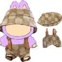 Clothes for Doll, 17cm Clothes Set for Doll, Exquisite Hat & Overalls Set for 17cm Accessories Suit,Fashion Cute Clothing Outfit Stylish for Dolls Dress up Unique Style (2pc-Gray)