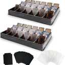 2-Pack Card Sorting Tray with 18 Compartments Each Trading Cards Organizer for Raw, Sleeved & Toploader Storage Includes 100 Sleeves & 30 PP Dividers Label-Friendly, Stackable Storage Solution