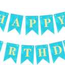 Happy Birthday Banner Birthday Hanging Decoration for Adults Kids Boy Party Supplies (blue)