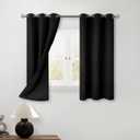 BGment 45 Inch Curtains for Bedroom - Short Blackout Curtains for Small Window/Cafe Thermal Insulated Grommet Drapes, 2 Panels, Each 42 Inch Wide, Black
