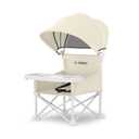 Cochildor 4-in-1 Portable Baby Chair, Foldable Toddler Booster Seat, Beige | Removable Tray & Sun Canopy, Adjustable 3-Point Safety Harness, Compact Carry Bag, Fits 6M - 3T