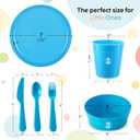 Plaskidy Kids Dinnerware Set for 4-24 Piece Plastic Childrens Dishes Dinnerware Sets Microwave/Dishwasher Safe BPA Free - Toddler Dinner Set Includes Kids Plates and Bowls Kids Cups Flatware Set