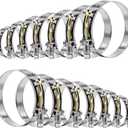 14 Pcs 7 Sizes T-Bolt Hose Clamps, 304 Stainless Steel Turbo Intake Intercooler Clamp,Working Range 32-91mm for 1-3" Hose ID, Radiator Hose Clamps Assortment Set