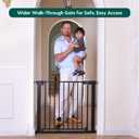 Babelio Baby Gate for Doorways and Stairs, 36-41" Pet Gate with Wide Walk Thru Door and Lock Indicator, No Drill Pressure Mounted Safety Gate with Double Lock and Self-Closing, Black