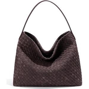 Womens Trendy Suede Woven Tote Bag Shoulder Bags For Women Fall Winter Hobo Purse Work Purses Suede Travel Handbag 2025 (Chocolate)