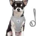 meioro Step in Dog Harness for Small Dogs and Leash Set, Adjustable No Pull Dog Harness Reflective Soft Mesh Puppy Harness Breathable Lightweight Pet Vest Harnesses for Small Dogs Cats(Grey, M)