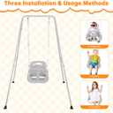 4-in-1 Toddler Swing Set & Baby Jumper and Bouncer for Toddlers, Foldable Baby Swing Stand for Outdoor Indoor Play, Easy to Assemble and Store for Ages 6 Months to 10 Years Old (Grey)