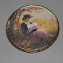 XPH Vintage Halloween Fall Pumpkin Round Wall Art Framed, Retro Country Cabin Ghost Pumpkin Circle Wall Decor, Rustic Autumn Hanging Canvas Prints for Home Bedroom Living Room Decoration, 10x10 Inch (Colour06)