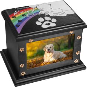 Pet Memorial Urns for Dogs or Cats Ashes, Large Wooden Funeral Pets Memorial Urns with Photo Frame, Cremation Urns Keepsake Memory Box for Loss Pets, Ashes Urn for Pets