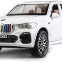 BDTCTK 1:32 Comapatible for X5 SUV Model Car Toy, Zinc Alloy Pull Back Toy car with Sound and Light for Kids Boy Girl Gift(White)