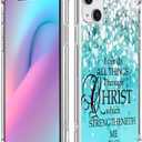 Case Cover Compatible for iPhone 13/14 Christian Bible Verses Religion Blue (TPU Protective Heavy Duty Bumper)