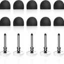 Bopomofo 10 Rubber Tips+5 Transparent Disc Trips,High Precision and High Sensitivity Stylus Replacement Tibs,Black and Silver
