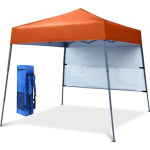 COOSHADE 6x6Ft Compact Lightweight Backpack Canopy Sun Protection Pop-Up Shelter Slant Leg Beach Tent(Orange)