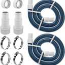 1.5" 6ft Pool Filter Pump Hose Kit for Above Ground Swimming Pools Vacuum Skimmer 1 1/2 to 1 1/4 Pool Hose Adapter Fittings & 1 1/2" Hose Replacement- 2 Pool Hoses, 2 Adapters, 2 PTFE Tapes, 4 Clamps