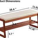 2-Tier Wooden Shoe Bench 39.4" - Entryway Storage Organizer with Padded Seat, Rustic Brown Shoe Rack for Hallway, Closet, Bedroom, Rubber Wood
