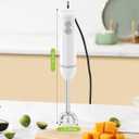 Bonsenkitchen Hand Blender, Immersion Blender with 2 Mixing Speed, Electric Portable Handheld Stick Mixer with Stainless Steel Blades for Soup, Smoothie, Puree, Baby Food, White