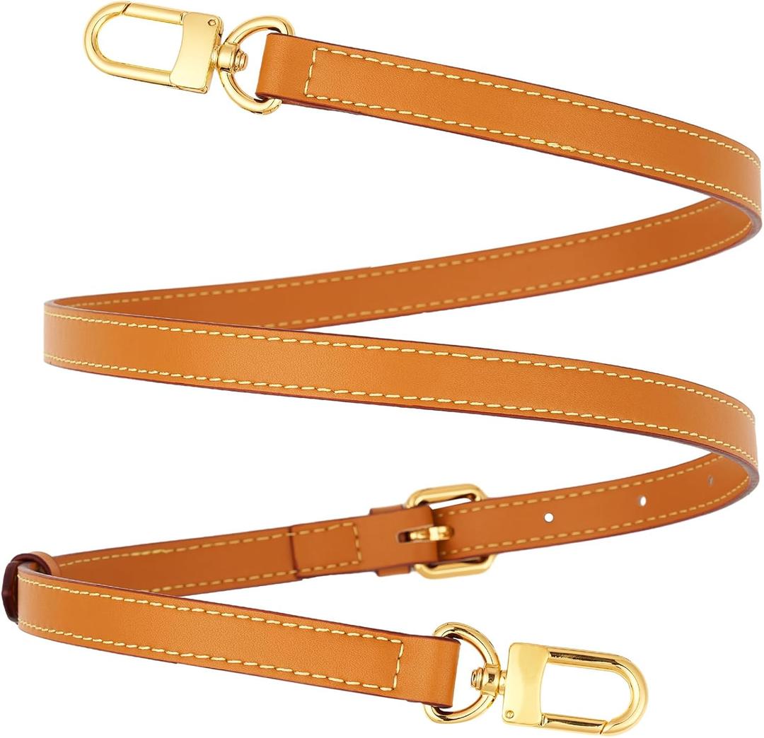 Vachetta Leather Adjustable Crossbody Strap Women Crossbody Leather Purse Strap (Honey Brown-Width:0.59 inches(1.5cm))