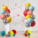 3 x 50PCS Nile Blue, Lemon Yellow, Silver Sequins Latex Balloons Birthday Decorations, 12 Inch Balloons, Perfect for Birthday Party, Friend Get-Together, Park, School, Nostalgic Party Decorations (A-5)