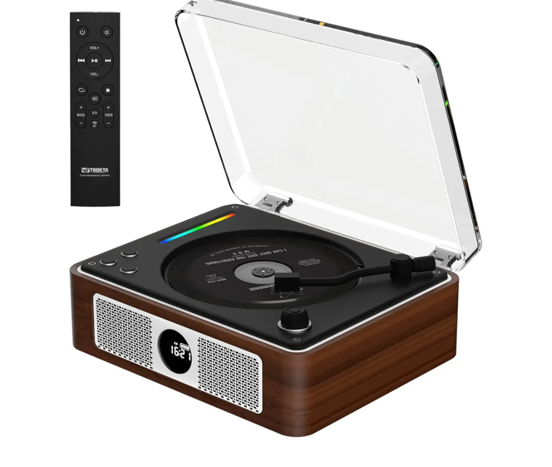 CD Player Portable, Retro CD Bluetooth Player with Dual HiFi Speakers, 2600mAh Rechargeable CD Player for Home with Remote Control,Support USB/AUX,Headphone Jack,Optical Brown