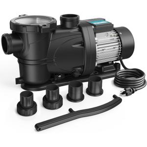 In/Above Ground Pool Pump, Self Primming High Flow (Single Speed, 1HP, 5400 GPH, 115V)