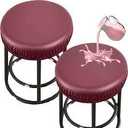 Stool Covers Round, Stretch PU Round Bar Stool Covers Waterproof Round Bar Stool Seat Covers Bar Chair Covers Washable Stool Cushion Slipcovers with Elastic Bands for 12-17 Inch Chair (3 Pcs, Red)