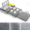 3Pcs Nesting Stone Drying Mat for Kitchen Counter, Quick Drying Stone Dish Drying Mat with Non-Slip Feet, Super Absorbent Heat Resistant Diatomaceous Earth Dish Drying Mat for Dishes, Bottle-Geometry