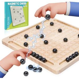Magnetic Induction Chess Game Set, Commodum 2025 New Table Top Magnet Chess Game, Magnetic Rocks Puzzle Toy Family Party Strategy Game for Adults, Magnet Board Game with Stones.2 packs
