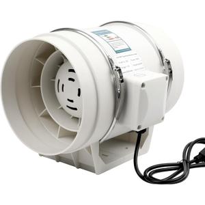 8 Inch Duct Fan, Inline Ventilation Exhaust Fan, 740 CFM Duct Intake Fan High Efficiency Air Fan for Duct Vent Bathroom, Kitchen, Grow Tent, Hydroponics, 3D Printer, white