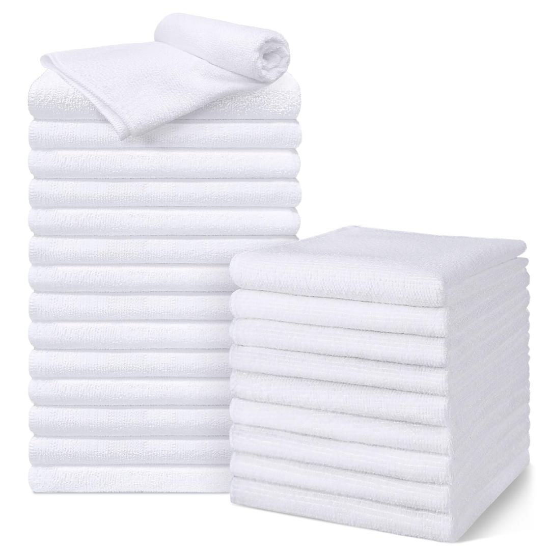 Salon Towels 22 Pack, Super Soft Microfiber Hand Towel, Highly Absorbent Hair-Drying Cloth for Gym, Bath, Spa Use and Home Beauty Care - White (16x29 inch)
