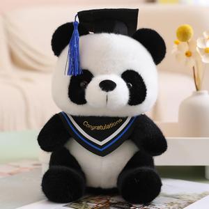 2024 Graduation Panda Bear with Black Cap Graduation Gift 10 Inch Stuffed Animal Graduation Plush Panda Bear Class of Graduation Decoration for College Graduation (Panda-Blue)