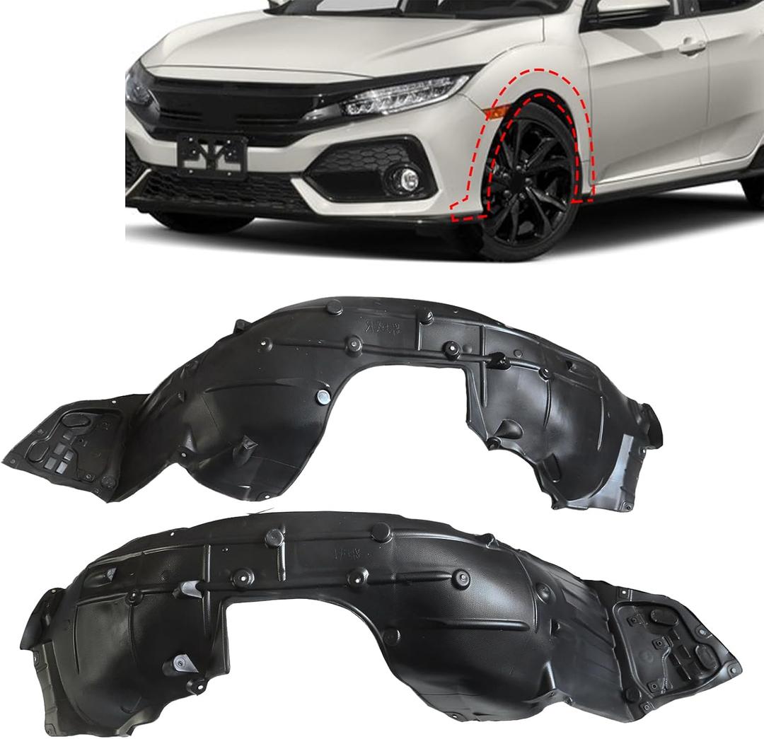 Front Left and Right Side Fender Liner Compatible with Honda Civic 2016 2017 2018 Replace# 74151TBAA00 74101TBAA00 HO1248158 HO1249158 Front Fender Wheel Splash Set