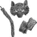 1 Set Wolf Suit Mask Gloves Tail Adult Men's Scary Costume Cosplay Accessories for Halloween Party