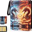 Trading Card Binder Album, 400 Pockets, 50 Removable 4-Pocket Pages, Waterproof (Dragon-A)