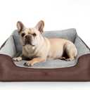 Medium Dog Beds, Calming Anti-Anxiety Pet Bed for Small Dogs, Dog Beds for Small and Medium Pets with Non-Slip Bottom, 28x20x7, Brown