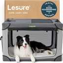 Lesure Shown on TODAY Show Soft Collapsible Dog Crate - 36 Inch Portable Travel Crate for Large Dogs Indoor & Outdoor, 4-Door Foldable Pet Kennel with Mesh Windows, Grey