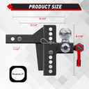 TYT Adjustable Tri-Ball Trailer Hitch for 2 inch Receiver, 4.5" Drop/Rise, Triple Balls (1-7/8", 2", 2-5/16") with Shackle, 10,000 lbs GTW, 1,000 lbs TW,Pin Lock & Hitch Tightener