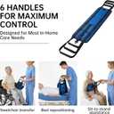 Transfer Sling, Upgraded with Metal Buckle, 6 Reinforced Straps with Hand Grips, Lift & Standing Aid for Caregivers, Elderly & Disabled, Transfer Belt for Home Use (Blue, Large)
