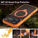 For iPhone 17 Pro Case: 360 Spin Magnetic Stand, Camera Protection (Compatible with MagSafe) [18FT Military Protection] Shockproof Matte Translucent Phone Cover for iPhone 17 Pro 6.3", Orange