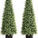 32" Boxwood Topiary Flourish Plant UV Resistant Bushes Potted Plants Artificial Cedar Tree Artificial Shrubs Tree for Indoor Outdoor