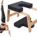Yoga Headstand Bench, Yoga Inversion Chair, Headstand Trainer with Wood Frame and Pu Pad,Stand Yoga Chair Stress Relief, Balance Training, Body Shaping, Load Capacity 300 Pounds (Black)