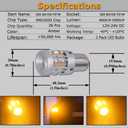 S25 P21W BA15S 1156 LED Bulbs Amber Built in Resistor Anti Hyper Flashing Turn Signal Light Extremely Bright Blinker, 2 Pack