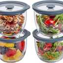 Glass Meal Prep Bowls Set - Leakproof Lids, Microwave & Dishwasher Safe 13 oz (4-Pack) Perfect for Meal Prepping, Portion Control, and On-the-Go Lunches BPA-Free (Grey)