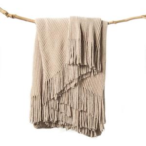lifein Throw Blanket for Couch, Soft Boho Decor Bed Throw,Cozy Beige Knitted Chenille Small Farmhouse Lightweight Throw(Beige,50 * 60")