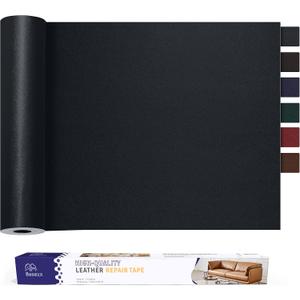 Leather Repair Patch Tape Kit, Self Adhesive Leather Repair for Furniture, Couch, Sofa, Car Seats,Office Chair,Vinyl Repair Kit.30inx16in (Black)