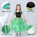 Princess Dress Up for Girls Halloween Cosplay Princess Costume Luxury Green Fancy Dress Christmas Birthday Party Outfit (Green) 5-6Y