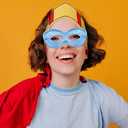 2 x Light Blue Super Hero Fabric Eye Mask - 2.87" x 8.25" - Durable, Comfortable & Perfect Fit - Ideal for Parties, Cosplay & More