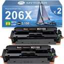 MYTONER 206X Black High Yield Toner Cartridge (with Chip) Compatible Replacement for HP 206X 206A W2110X W2110A for Color Pro MFP M283fdw M283cdw Pro M255dw M255nw M283 M255 M282 Printer (2 Pack)