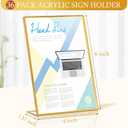 36 Pack Acrylic Sign Holder Gold Frame Table Numbers Slanted Back Menu Display Stand Clear Flyer Document Photo Display Holders Plastic Table Signs for Wedding Office(Vertical Style,4 x 6 Inch)