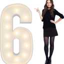 4FT Light Up Numbers Pre-Cut Frame Giant Marquee Numbers 6, Mosaic Numbers for Balloons, 6th Sweet 16 Birthday Decorations for Girls or Boys, 60th Anniversary Decorations, Party Decor (Number 6)